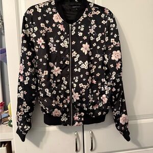 New Look Black Floral Bomber Jacket